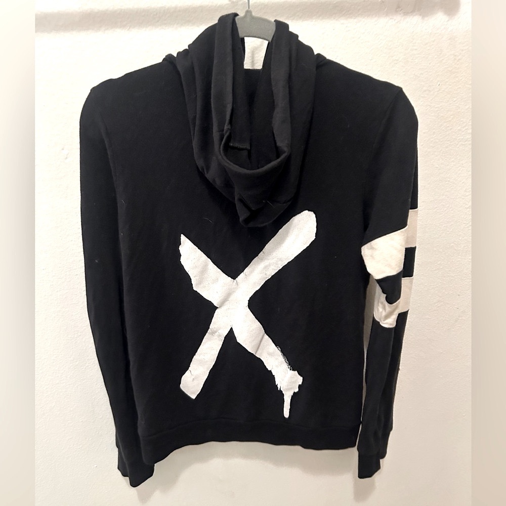 LAUREN MOSHI RARE Dripping X Black & White Zip Hoodie Stripes & X Detail Punk - Picture 2 of 10